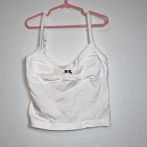 Intimately Free People Women’s White Tank Top with Bow Accent